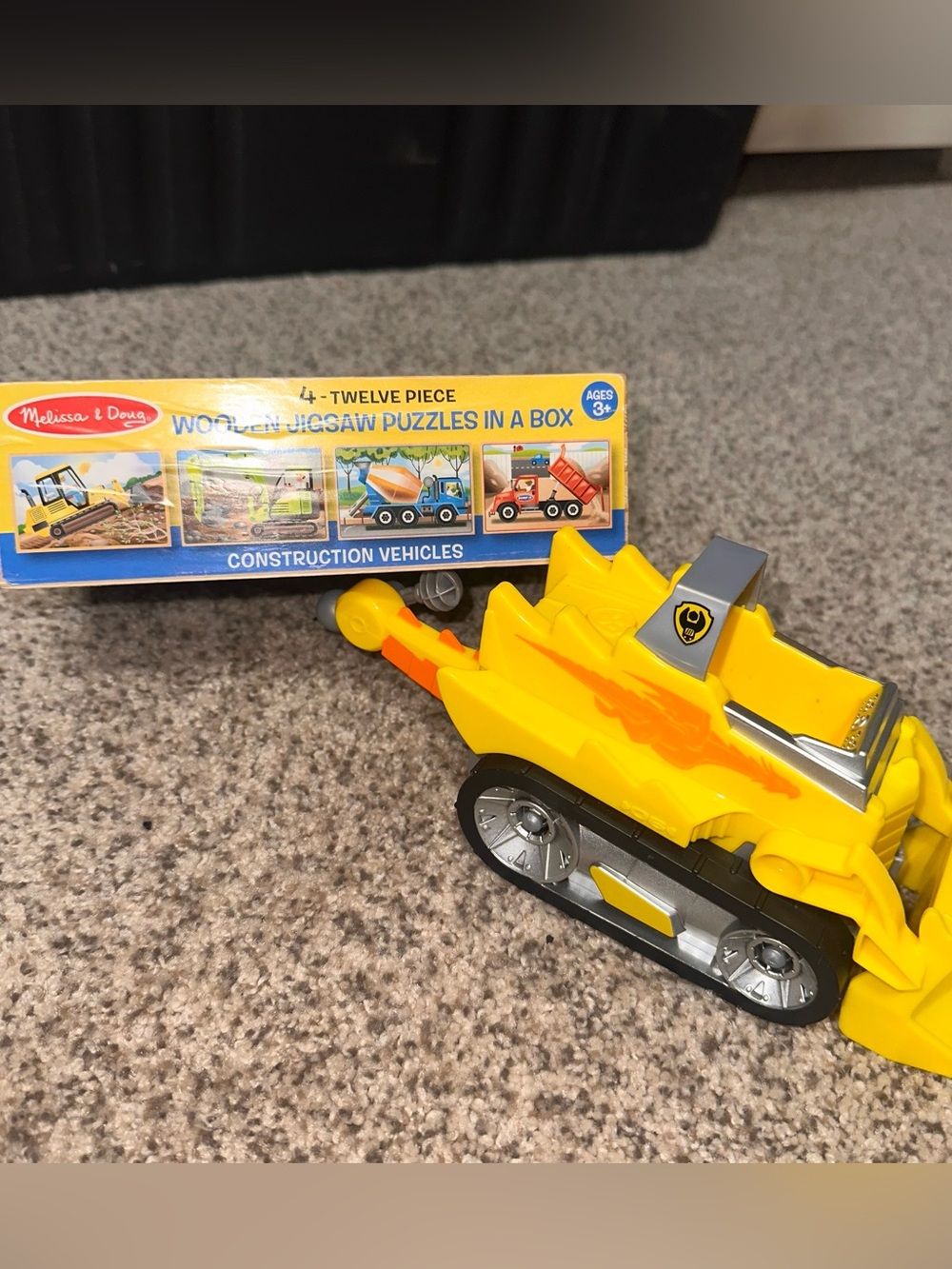 Melissa & Doug Construction Puzzles and  Bulldozer Toy
